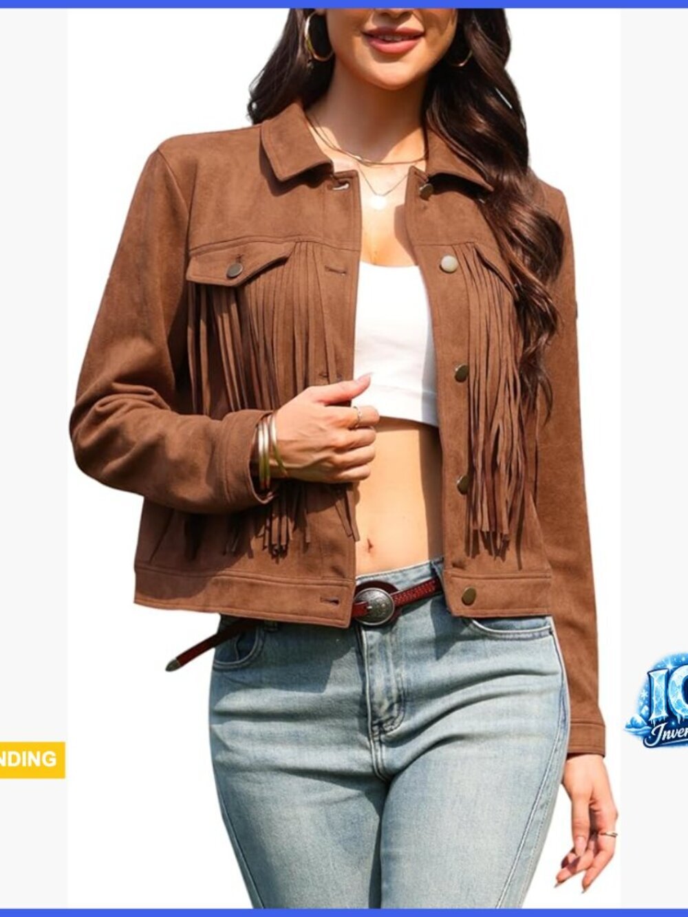 Faux Suede Fringe Jacket Long Sleeve Western Style Casual